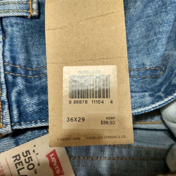 Copy Levi  Men's 550 Relaxed Fit Tapered Legs Medium Wash Jeans (36x29) NWT - Picture 8 of 14
